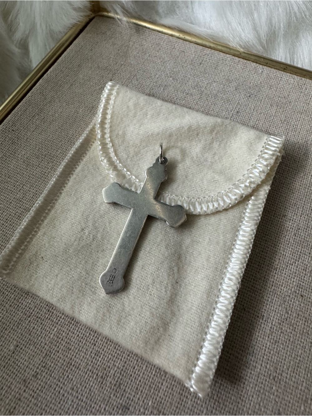 James Avery Retired Silver Tulip Cross Pendant - Picture 2 of 4